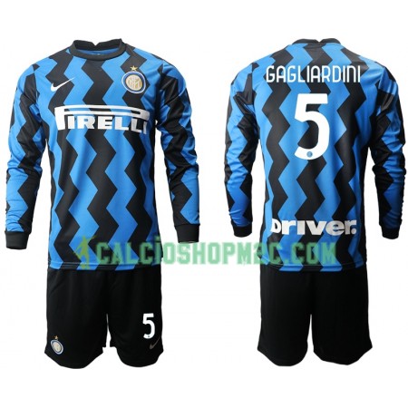 Inter Milan Roberto Gagliardini 5 Bambino Maglia Prima 2020/2021 Manica Lunga (+ Pantaloncini)